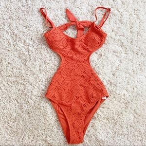 Aerie Cheeky Crochet One Piece With Cutouts